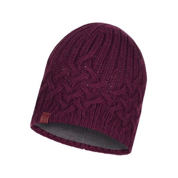 Buff Knitted and Polar Hat Helle Wine muts